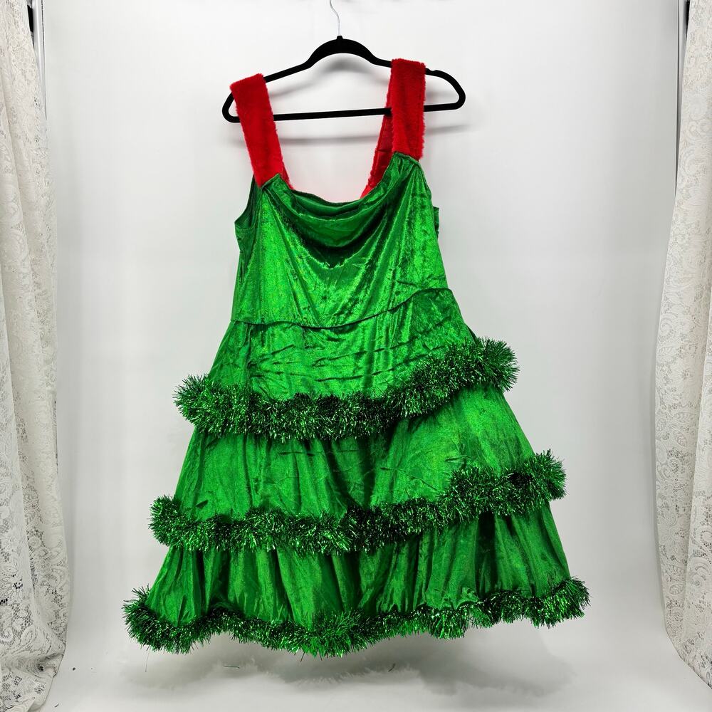 Christmas Tree Dress Costume Womens Size XL Ornaments Star Holiday - Picture 2 of 16